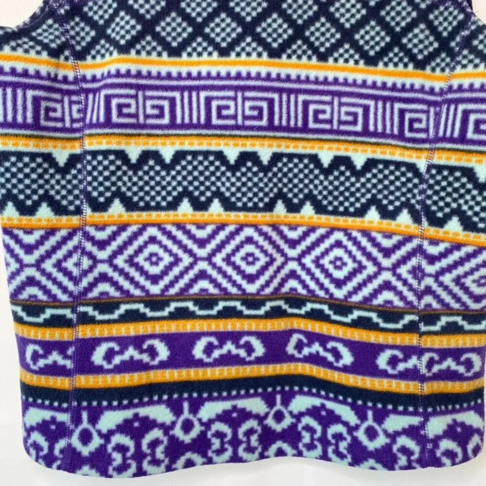 Woolrich Purple Geometric Aztec Vintage Pattern Fleece Full Zip Vest Size Medium - Picture 7 of 9